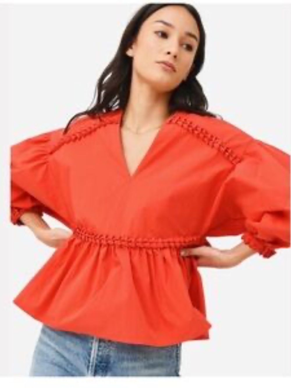 Rhode Peplum V-Neck Arya Blouse Top in Red